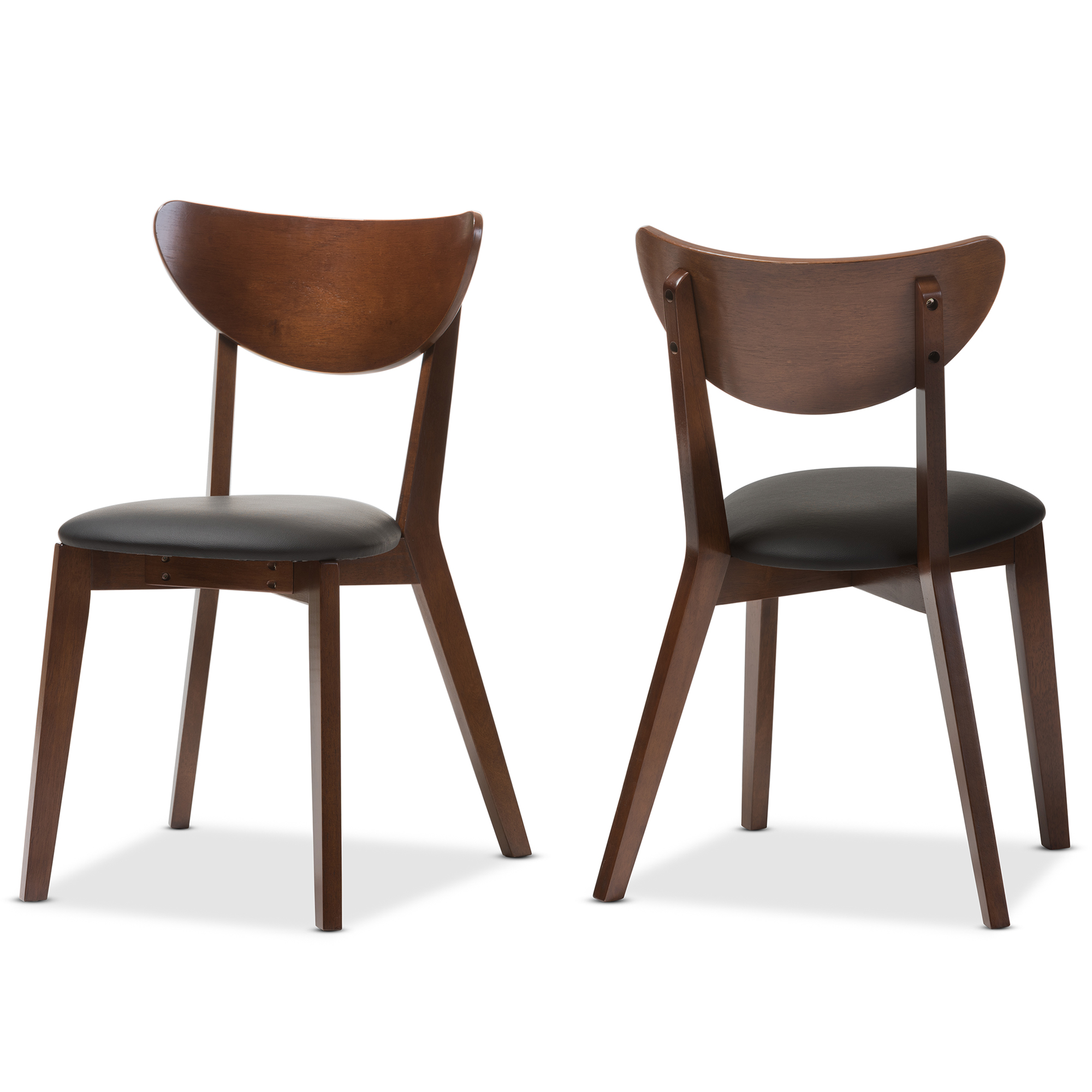 Baxton Studio Sumner Mid-Century Walnut Brown Dining Chair (Set of 2)